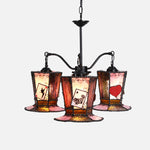Cargar imagen en el visor de la Galería, Alice-Inspired Stained Glass 3-Light Chandelier