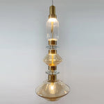Load image into Gallery viewer, Contemporary Hanging Light - Iron Metal Glass Gold Brown Damp-rated