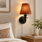 Bild in Gallery-Viewer laden, Rowan No-Wire Pleated Drum Shade Wall Sconce – Plug-In Fabric Wall Light