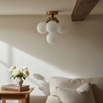 Load image into Gallery viewer, Glorica Glass Elegant Flush Mount Light Fixture - White Globe Design for Contemporary Interiors