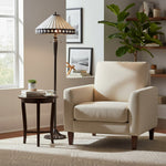 Cargar imagen en el visor de la Galería, Lámpara de pie de cristal artístico TiffStar con pantalla con diseño ornamental: lámpara de pie para salas de estar