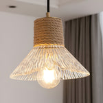 Bild in Gallery-Viewer laden, Nordische Hanfseil Glas Pendelleuchte
