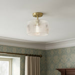 Bild in Gallery-Viewer laden, Rivora Gerillte Glas-Deckenleuchte mit Halbeinbau - Moderne Bauernhaus-Deckenleuchte für Schlafzimmer und Flur U09