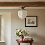 Load image into Gallery viewer, Geotower Glass Opal Art Deco Ceiling Fixture – Contemporary Bedroom Lighting