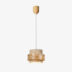 Cargar imagen en el visor de la Galería, Travertine wood cordless rechargeable pendant lamp full view