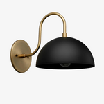 Cargar imagen en el visor de la Galería, Aplique de pared industrial de metal Curva - Brazo curvo de latón - Luminaria de cúpula martillada