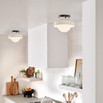 Charger l'image dans la visionneuse de galerie, Plafonnier encastré Hanton – Luminaire minimaliste moderne avec abat-jour en verre laiteux et métal