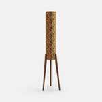 Bild in Gallery-Viewer laden, Wood Print vintage fabric cylinder floor lamp