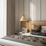 Bild in Gallery-Viewer laden, Leather pendant light in a warm bedroom setting