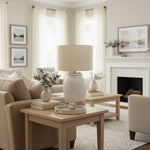 Load image into Gallery viewer, Mello Organic Textured Ceramic Table Lamp with Fabric Drum Shade - Modern Lighting for Living Room and Office