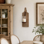 Cargar imagen en el visor de la Galería, Rustic wooden wall sconce farmhouse dining room scene