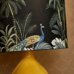 Load image into Gallery viewer, Peacock botanical fabric shade detail