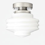 Load image into Gallery viewer, Geotower Glass Deco Globe Flush Mount – Ribbed Glass Ceiling Light for Interior Spaces