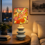 Bild in Gallery-Viewer laden, Floral fabric shade ceramic table lamp on a console table