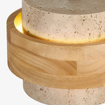 Cargar imagen en el visor de la Galería, Travertine stone shade and warm wood ring detail