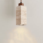 Load image into Gallery viewer, Wabi Sabi Solid Wood Travertine Stone Pendant Light M37