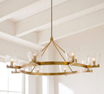 Load image into Gallery viewer, Auria Hand-Blown Glass & Metal Linear Chandelier – Contemporary Multi-Arm Fixture for Dining & Kitchen Island