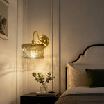 Charger l'image dans la visionneuse de galerie, Vintage ripple glass wall light installed beside a bed
