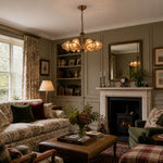 Load image into Gallery viewer, Downward Amber Tulip Glass Brass Chandelier