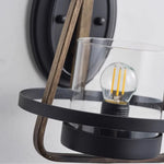 Load image into Gallery viewer, Clear glass shade and black metal lower ring detail