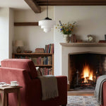 Load image into Gallery viewer, Geotower Glass Art Deco Opal Glass Pendant Light – Elegant Metal Ceiling Mount for Dining Rooms and Living Spaces