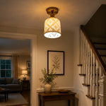 Cargar imagen en el visor de la Galería, Flush mount ceramic ceiling light lighting a hallway