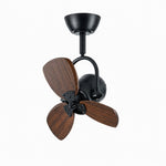 Cargar imagen en el visor de la Galería, Fixed compact fan in black with dark wood grain blades