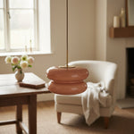 Cargar imagen en el visor de la Galería, Lámpara colgante Coloria Soft-Glow de cristal opalino: una lámpara colgante contemporánea para la sala de estar.