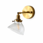 Cargar imagen en el visor de la Galería, Brass wall lamp with clear glass shade SKU image