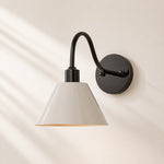 Load image into Gallery viewer, Industrial Modern Tapered Brass Gooseneck Sconce with Metal Silhouette