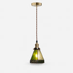 Bild in Gallery-Viewer laden, green amber stained glass pendant light product image