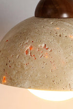 Cargar imagen en el visor de la Galería, Lámpara colgante de madera de travertino con diseño de capullo de flores