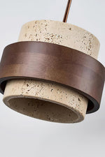 Load image into Gallery viewer, Travertine Wood Pendant Lamp - Modern Organic Hanging Light for Living Room