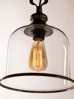 Bild in Gallery-Viewer laden, American Vintage gealterte klare Glockenglas Pendelleuchte