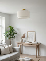 Load image into Gallery viewer, Dumora Double Drum Ceiling Light - Fabric Shade Flush Mount Elegance