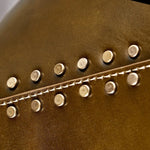 Cargar imagen en el visor de la Galería, Close detail of brown leather shade with gold rivets