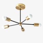 Load image into Gallery viewer, Mobilux Line Mid-Century Gold Sputnik Chandelier – Semi-Flush Geometric Brass Fixture