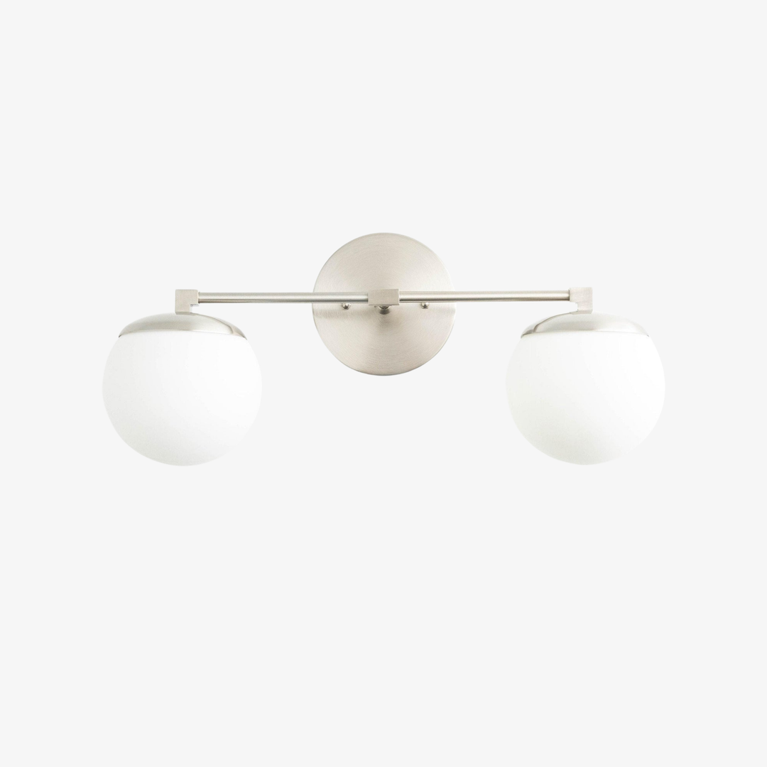 Glorica Glass Modern Wall Sconce – Contemporary 2-Globe Indoor Accent Lamp for Hallway