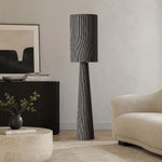 Charger l'image dans la visionneuse de galerie, Gray striped floor lamp near a console and lounge chair