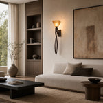 Bild in Gallery-Viewer laden, Tall amber glass wall sconce in a neutral living room