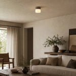 Cargar imagen en el visor de la Galería, Small travertine ceiling light installed in a calm living room