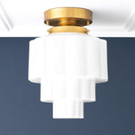 Load image into Gallery viewer, Geotower Glass Multi-layer Ceiling Light – Art Deco Light for Bedroom