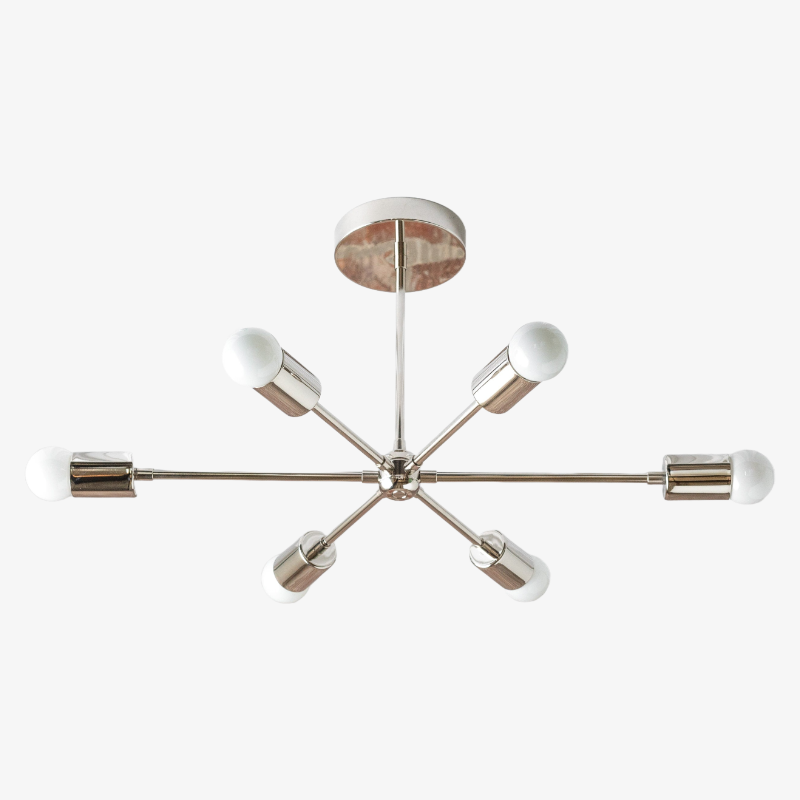 Lustre Mobilux Line Mid-Century Modern - Plafonnier suspendu à 6 têtes