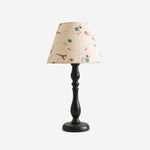 Bild in Gallery-Viewer laden, Vintage black iron table lamp with playful doodle fabric shade