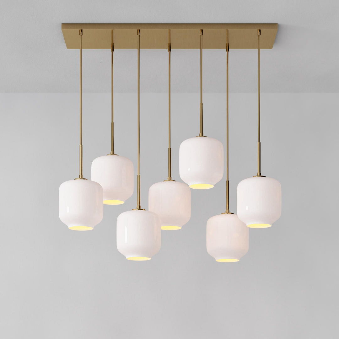 Lumivelle Skulpturaler 7-flammiger Kronleuchter – Höhenverstellbare Moderne Glas-Pendelleuchte
