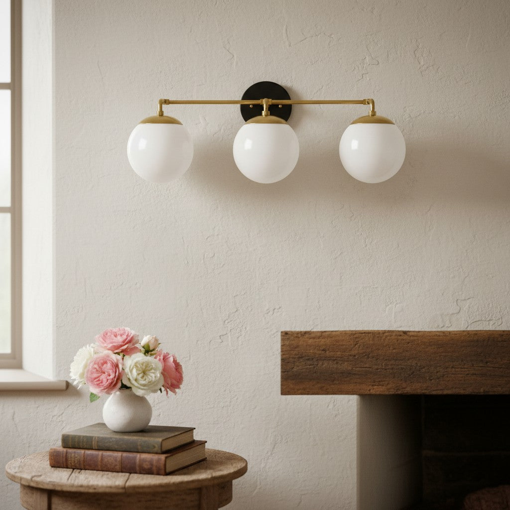 Aplique de pared de vidrio Glorica: lámpara de tocador vintage moderna