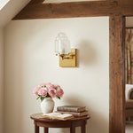 Cargar imagen en el visor de la Galería, Aplique de pared Tierlux Glass Art Deco Globe – Lámpara de metal y cristal para salón o baño