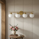 Bild in Gallery-Viewer laden, Opalume Metal Canopy Globe Vanity Sconce — Übergangs-Art-Deco-Wandleuchte