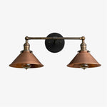 Load image into Gallery viewer, Conique Metal Industrial Wall Sconce – Dual Cone Copper Vanity Light