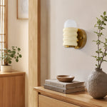 Load image into Gallery viewer, Cream wall sconce above console table